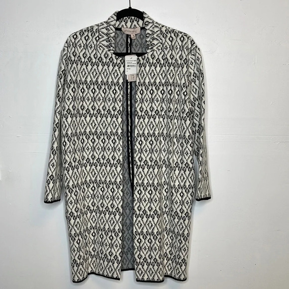 Philosophy Jackets & Blazers - Philosophy Ivory Black Diamond Design Cardigan